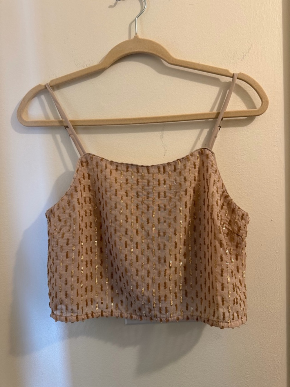 Show Me Your MuMu Gold Sand Sequin Cami Crop Top